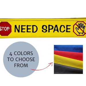 Embroidered Dog leash Wrap: &quot;NEED SPACE&quot; Text with Stop and No-Pet Signs | A Leash Sleeve for Dogs with Special Needs