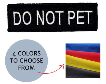 Embroidered 1.25"x4" Patch with "DO NOT PET" Text | Rectangle 1.25"x4" Working Dog Patch