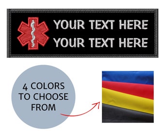 Personalized Custom Patch with Medical Symbol | Rectangle Patch for Dogs | Embroidered 2"x6" Patch for Working Dogs or with Restrictions