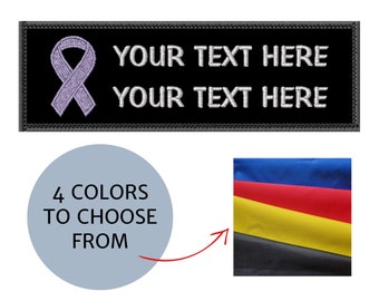 Personalized Custom Patch with Awareness Ribbon | Rectangle 2"x6" Patch for Dogs | Embroidered Awareness Working Dog Patch