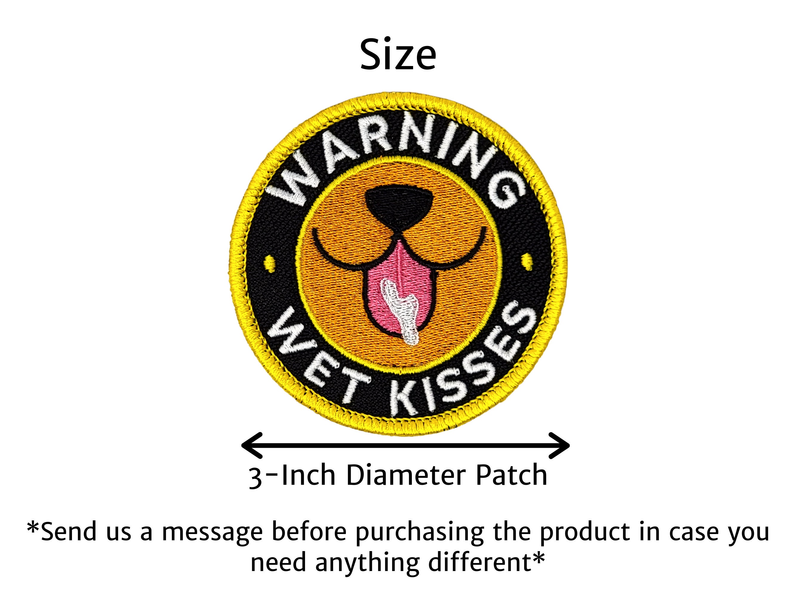 3inch Round Patch "warning WET Kisses" Bff Patch for Dogs