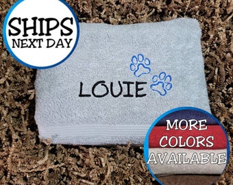 Personalized Dog Bath Towel with Paw Design | Embroidered Pet Towel