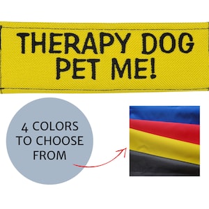 Embroidered Dog leash Wrap: &quot;THERAPY DOG - PET Me!&quot; All Caps Text | A Leash Sleeve for Therapy Dogs | Therapy Puppy Leash Wrap