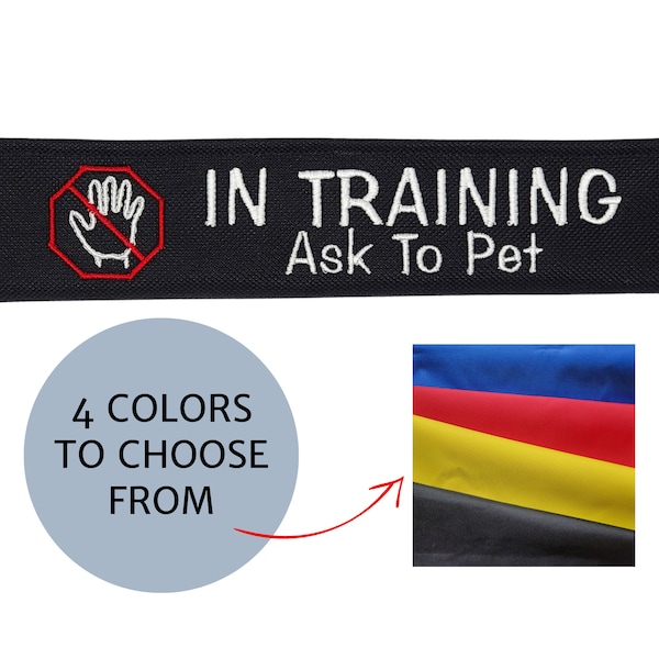 Embroidered Dog leash Wrap: "IN TRAINING - Ask To Pet" | A Leash Sleeve for Working Dogs