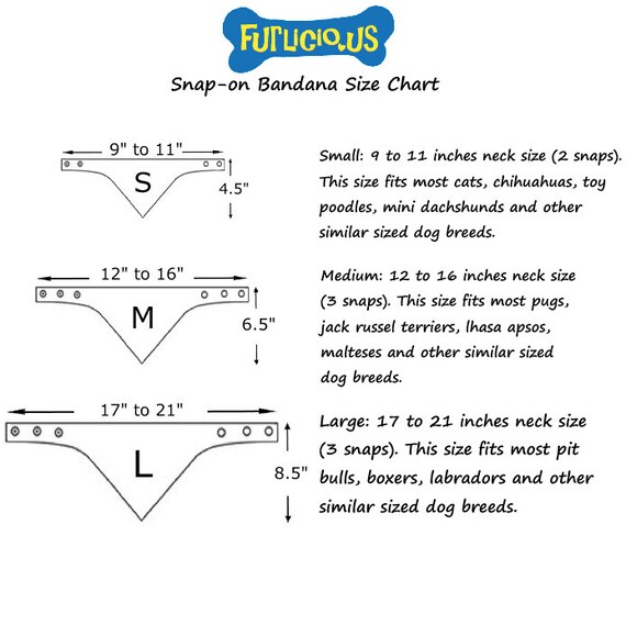 Dog Bandana Size Chart