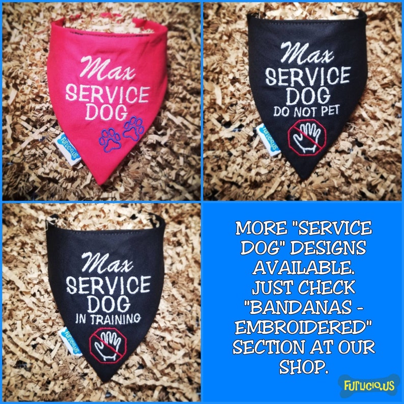 Personalized Service Dog Bandana With Paw Design Puppy Etsy