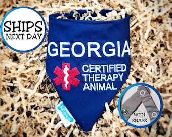 Personalized Certified Therapy Dog Bandana | ESA, Support Animal Wearable