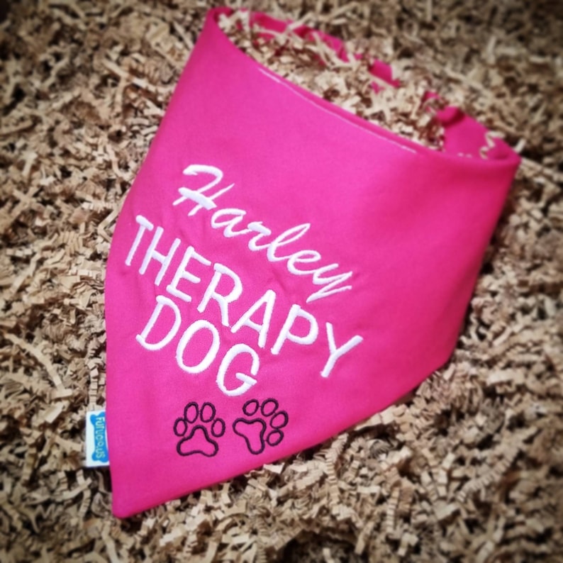 Personalized Therapy Dog Bandana Embroidered Therapy Dog Etsy
