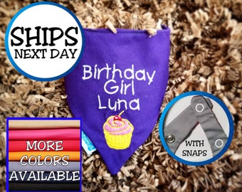 Personalized Girl Dog Birthday Bandana with Cupcake Design | Girl Dog Bandana | Custom Dog Bandana | Puppy Bandana | Bandana for Dogs