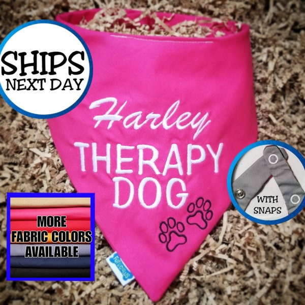 Personalized Therapy Dog Bandana | Embroidered Therapy Dog Identification Scarf