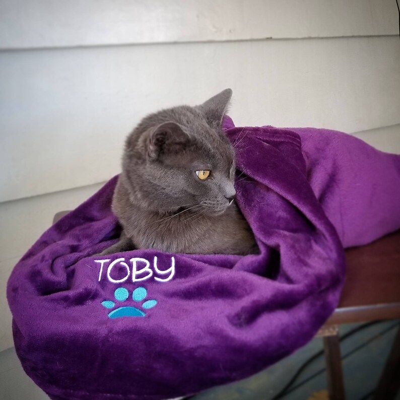 Personalized Cat Blanket With Big Paw Design Embroidered Etsy