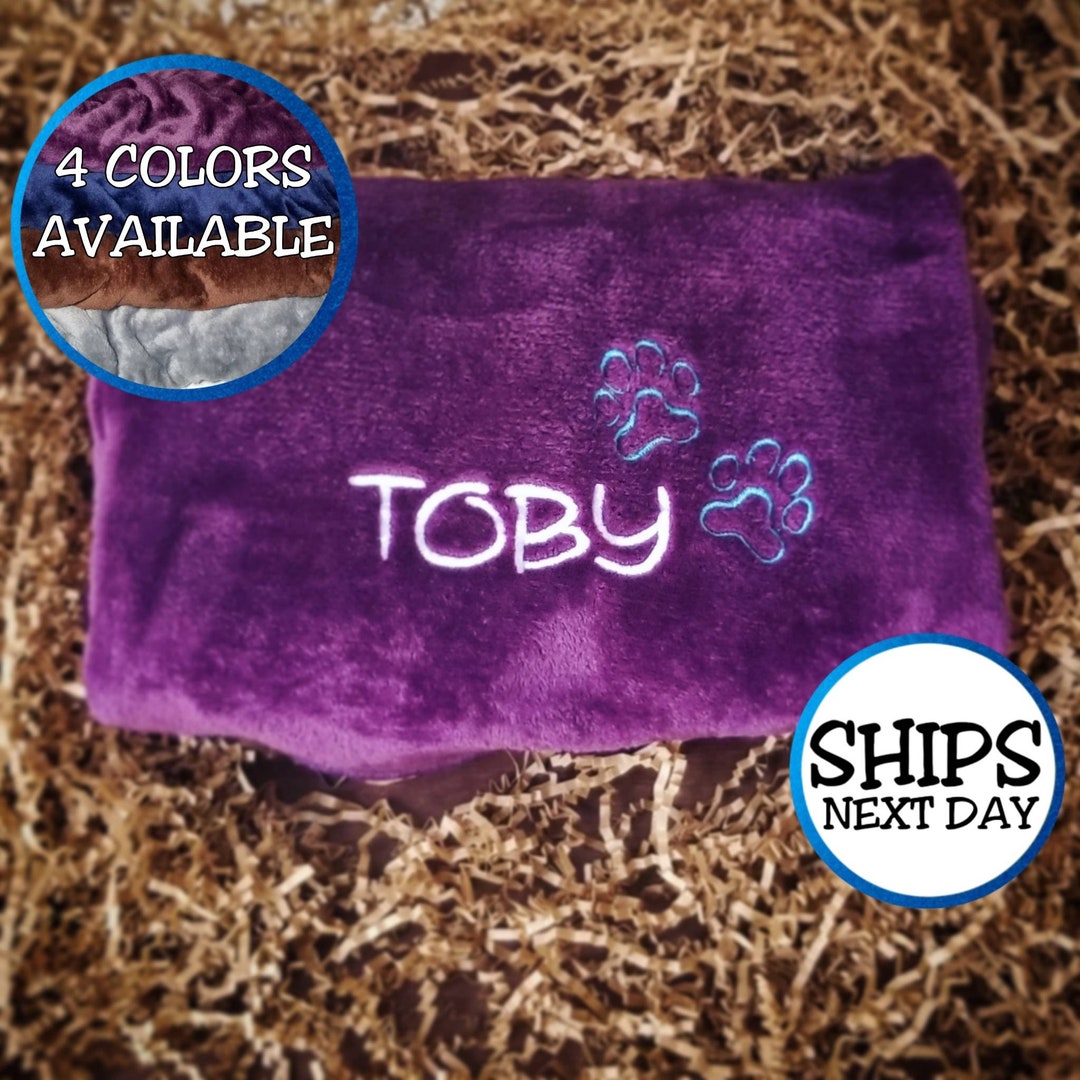 Personalized Cat Blanket With Pet Name Custom Embroidered Kitty Blanket