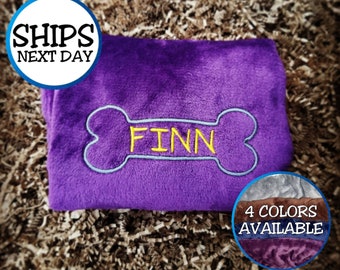 Personalized Dog Blanket with Bone Design | A Custom Embroidered Pet Blanket To Keep Your Furry Friend Warm