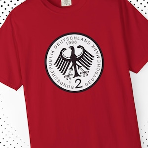 Retro-T-Shirt mit 2-Mark-Motiv aus den 1980er-Jahren, Bundesrepublik-Adler-Motiv, Vintage Deutsche Mark, numismatisch, Comfort Colors Apparel