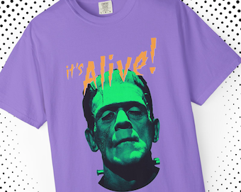 Frankenstein It’s Alive T Shirt Vintage Horror Movie Graphic Tee Classic Monster Comfort Colors Retro Halloween Gift