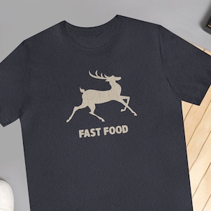 Fast Food Funny Deer Running Fast Buck Hunting T Shirt for Him Fathers Day Gift Grandpa Dad Tee Shirt For Men Archery Hunter Tops image 1
