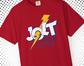 T-shirt vintage Jolt Cola t-shirt graphique rétro des années 80, couleurs confort rouge, chemise de lancement marketing originale, art classique, vêtements nostalgie, soda
