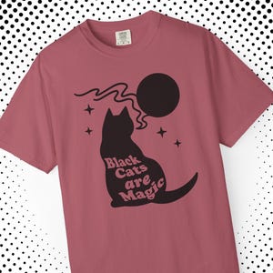 Black Cat T-Shirt: Witchy Halloween Graphic Tee - Comfort Colors
