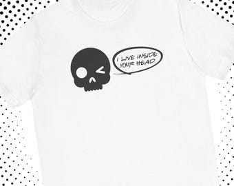 Funny Winking Skull Graphic T-Shirt: Dark Humor Statement Tee