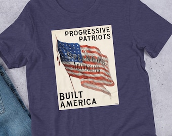 Progressive Patriots Built America — American Democracy T Shirts for Him Democrat Voter Tees for Her Blue Wave Graphic Hoodies Proud Liberal
