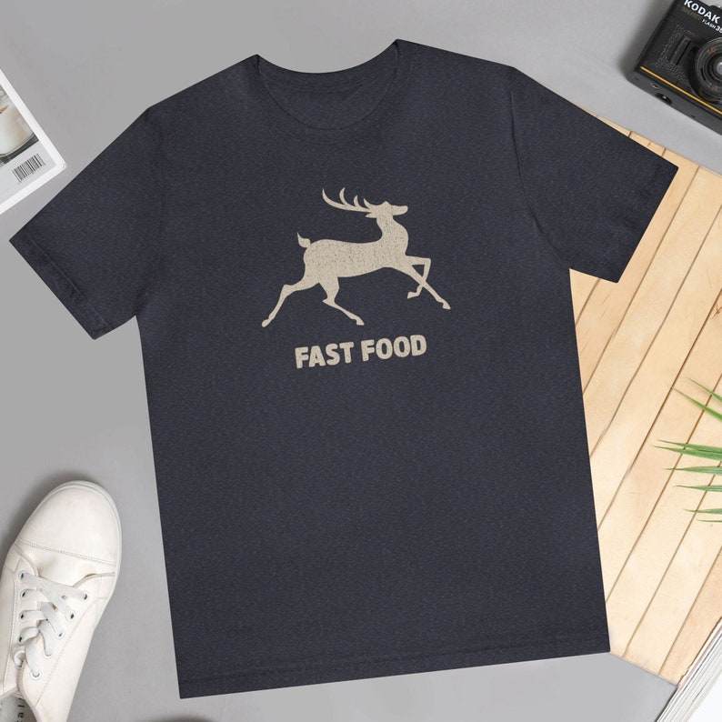 Fast Food Funny Deer Running Fast Buck Hunting T Shirt for Him Fathers Day Gift Grandpa Dad Tee Shirt For Men Archery Hunter Tops image 1