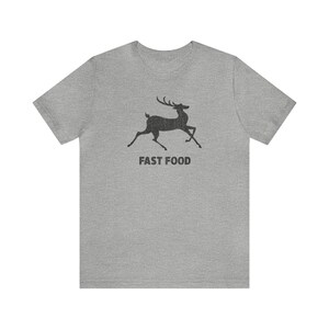 Fast Food Funny Deer Running Fast Buck Hunting T Shirt for Him Fathers Day Gift Grandpa Dad Tee Shirt For Men Archery Hunter Tops Athletic Heather