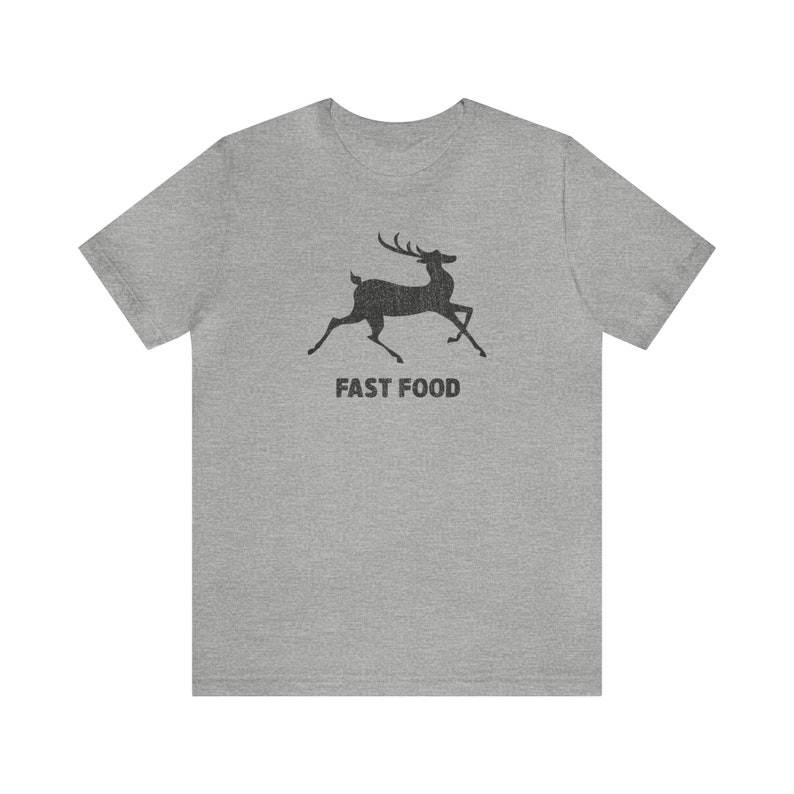 Fast Food Funny Deer Running Fast Buck Hunting T Shirt for Him Fathers Day Gift Grandpa Dad Tee Shirt For Men Archery Hunter Tops Athletic Heather