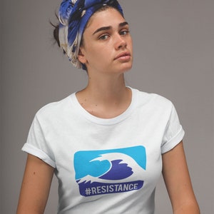 Blue Wave Resistance TShirt for Women Graphic Tee Shirt for Feminist Tshirt For Him Womens Empowerment Ladies T Shirt 2024 Democracy image 2