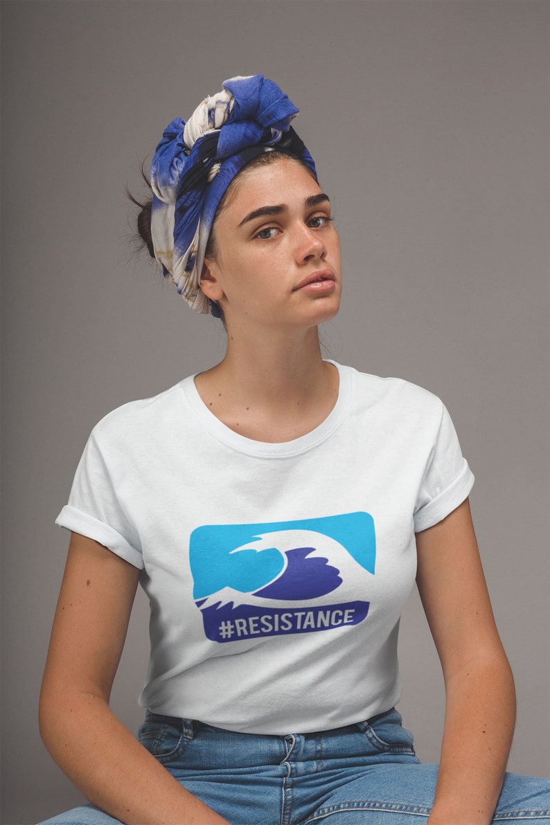 Blue Wave Resistance TShirt for Women Graphic Tee Shirt for Feminist Tshirt For Him Womens Empowerment Ladies T Shirt 2024 Democracy image 2