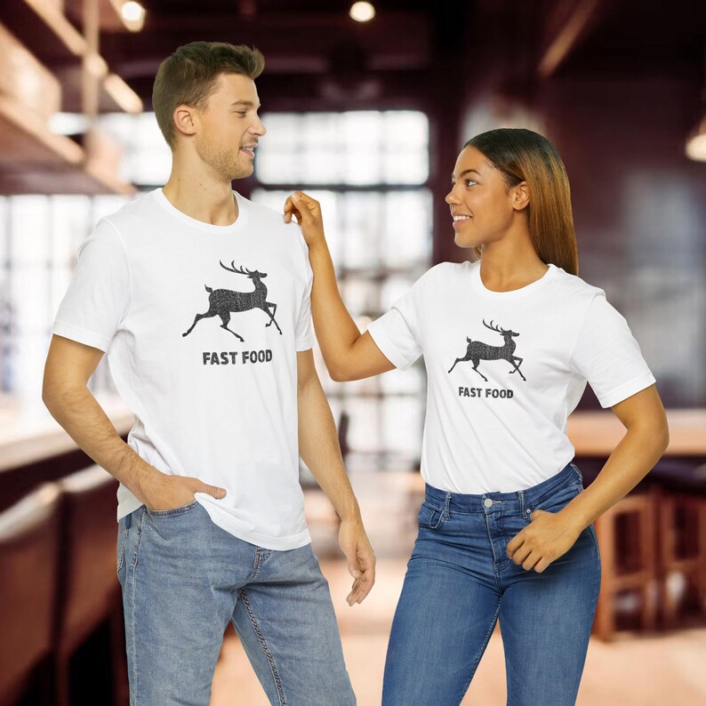 Fast Food Funny Deer Running Fast Buck Hunting T Shirt for Him Fathers Day Gift Grandpa Dad Tee Shirt For Men Archery Hunter Tops image 2