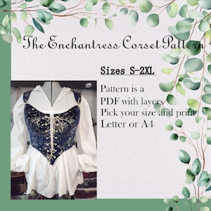 Enchantress Corset Pattern for Renaissance Fair - Plus Size 32-42 Waist