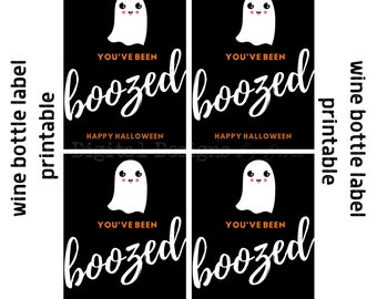 You've been boozed wine bottle label printable, halloween wine bottle printable, halloween printable, halloween bottle sticker, halloween