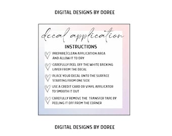 DECAL Application Instructions, DECAL Packaging Insert Card , Colorful Printable Decal insert card