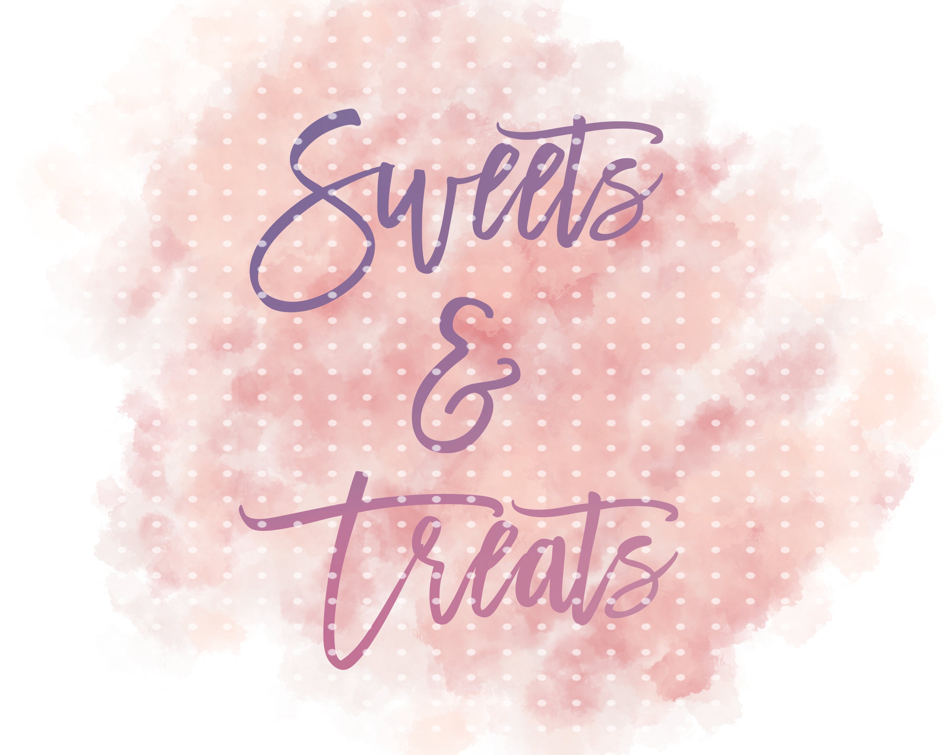 Sweets & Treats Sign, Printable Desserts Sign, Watercolor, Ombre Print