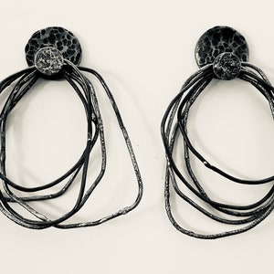 Brutalist Steel Statement Earrings: White Bronze Artisan Jewelry