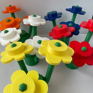 3D Printed Large LEGO Inspired Brick Flowers image 1