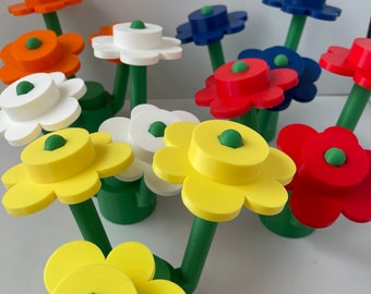 3D Printed Large LEGO Inspired Brick Flowers