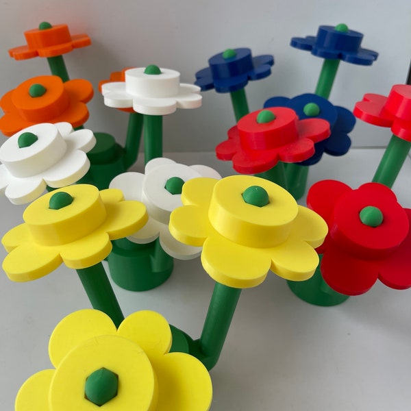 3D Printed Large LEGO Inspired Brick Flowers