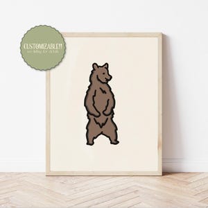 Brown Bear Art Print | Grizzly Bear | Forest Drawing | Native Species | Outdoors Vibe | Granola Decor | North America Species |PNW Art Print