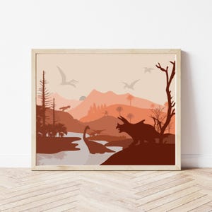Dinosaur Landscape | Jurassic Wall Art | Minimalist Dinosaur Decor | Boho Dino | Dinosaur Room Decor | Nature Art | Dinosaur Nursery Art