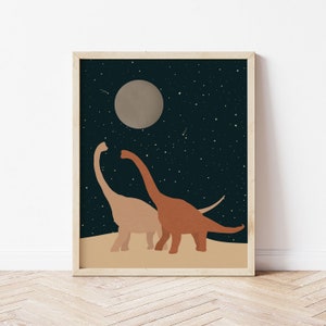Dinosaurs Art Print | Simple Dinosaur Home Decor | Dinosaur Art | Minimalist Art | Minimalist Decor |Space Art | Long Neck Dinosaurs |Dinos