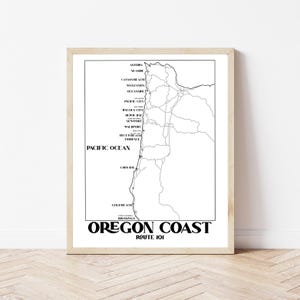 Impression d'art de la côte de l'Oregon | Décoration d'intérieur bohème | Décoration Oregon | Art de la carte | Carte de l'Oregon | Décoration de plage | Art de l'Oregon | Oregon