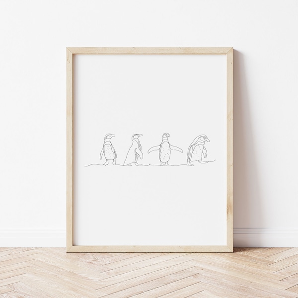 Penguin Art Print | Simple Animal Home Decor | Penguin Decor | Minimalist Decor| Penguin Art | Zoo Art | Penguins | Boho Wall Art| Zookeeper