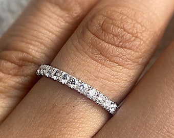 1 Carat Diamond Eternity Ring, Pave Diamond Eternity Band, 14K White Gold Diamond Eternity Band. White Gold Diamond Eternity Ring Band