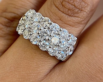 Ladies Diamond Anniversary Ring, Huge Diamond Anniversary Band, Womens 3 Carat Diamond Halfway Wedding Ring, Big Diamond Wedding Band