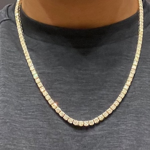 Diamanten tennisketting heren. 40 karaat diamanten ketting. 40 karaat diamanten tennisketting. 14k geelgouden tennisketting heren