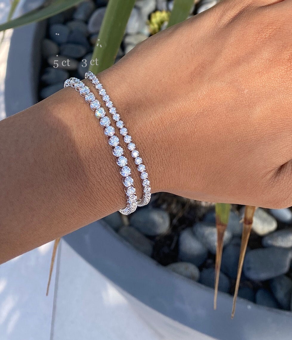 5 Carat Diamond Bracelet, 5 Carat illusion Diamond Bracelet, Unique Diamond Bracelet, Diamond Tennis Bracelet, Straight line Bracelet