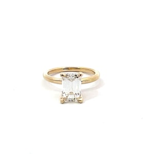 Emerald Cut Diamond Ring, 14K Yellow Gold Engagement Ring, 14K Yellow Gold Diamond Ring, Emerald Diamond Ring, Emerald Cut Engagement Ring