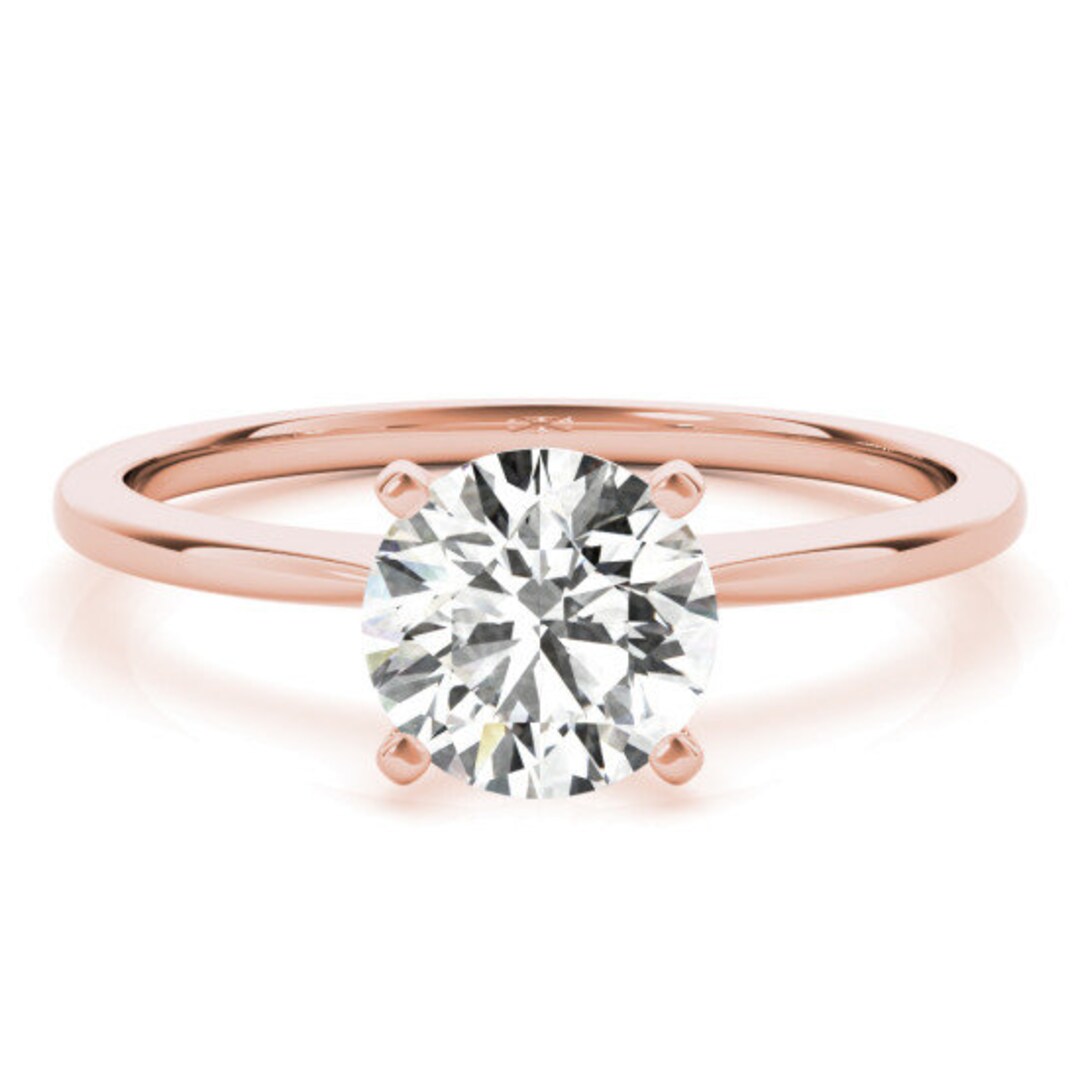 Rose Gold Solitaire Engagement Ring. Unique Solitaire - Etsy