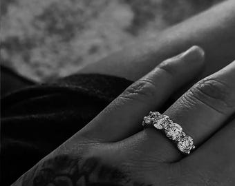 5 Carat Diamond Ring, 5 Carat Anniversary Ring, 5 Carat 5 stone Ring, Big Diamond Ring. 14k White Gold Diamond Ring. 1 carat each